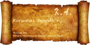 Korponai Agenór névjegykártya
